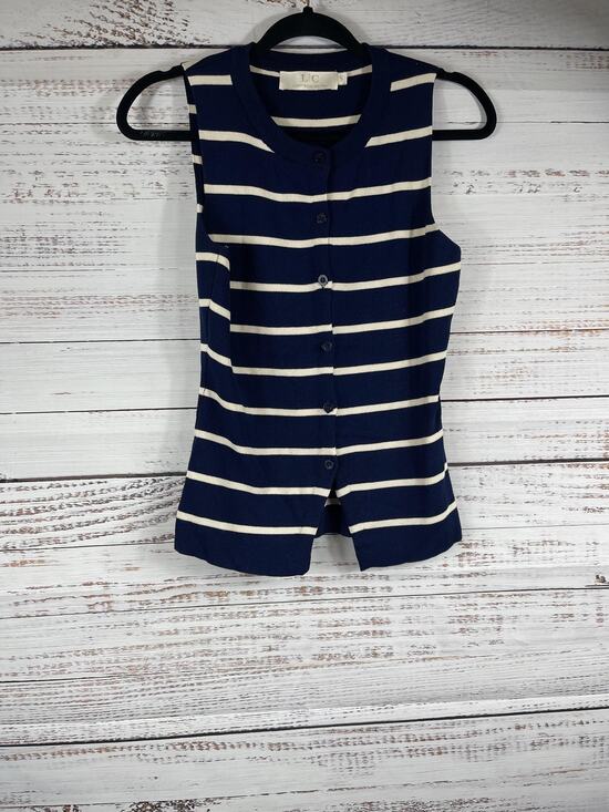 Lizette Collection Sweaters - Lizette Collection Sweater Vest Womens Small Blue Striped Button Front Knit